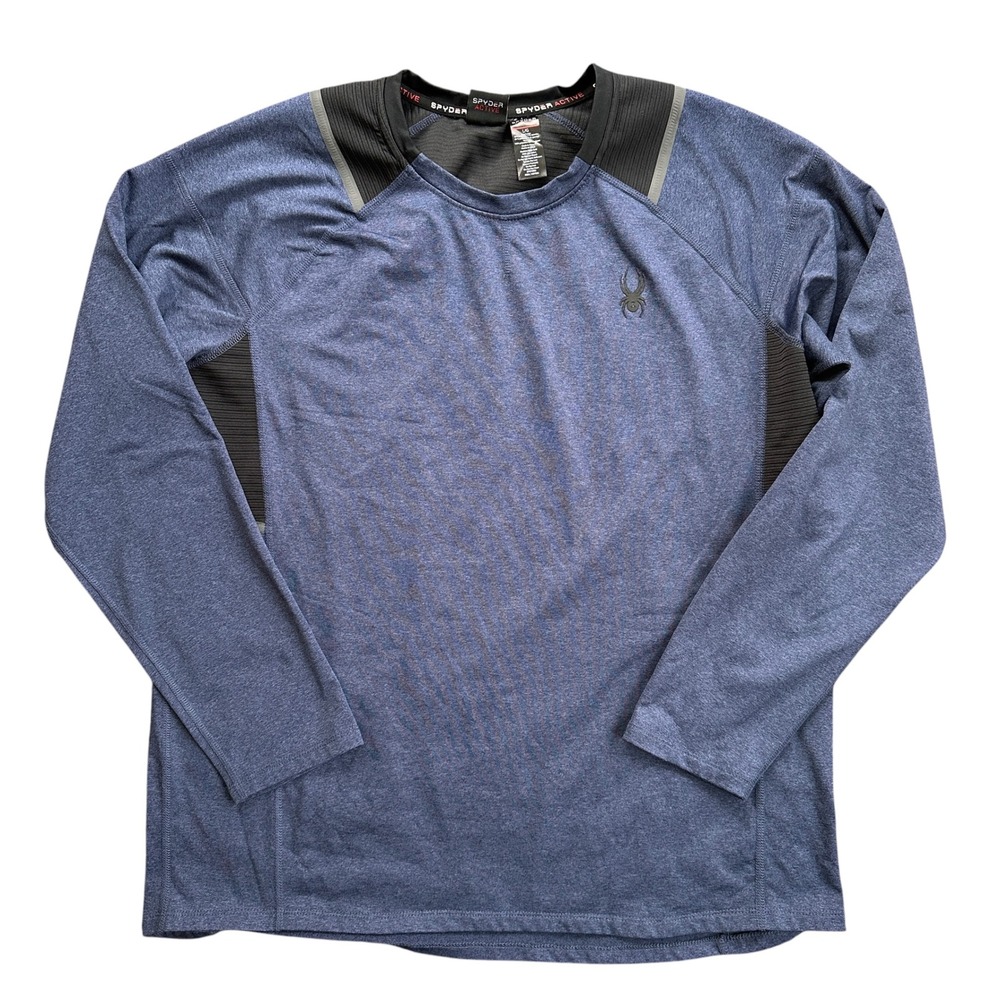 Spyder Performance Shirt Mens Large Blue Excellent ProWeb Long Sleeve SPM100U‎